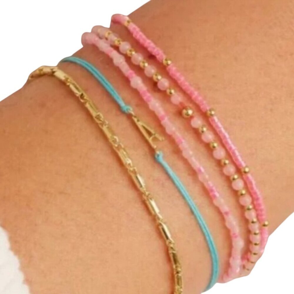 Gorjana Initial Prism Bracelet – Blue String with Gold-Plated "A" Charm – NWT - Picture 2 of 6